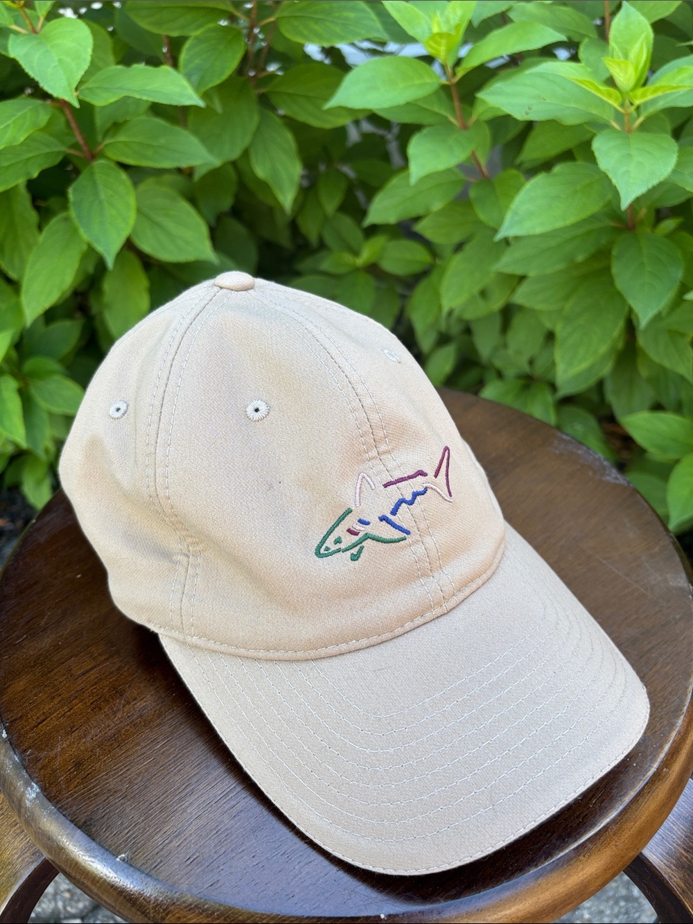 Greg Norman Beige Cap with Multicolor Shark Logo